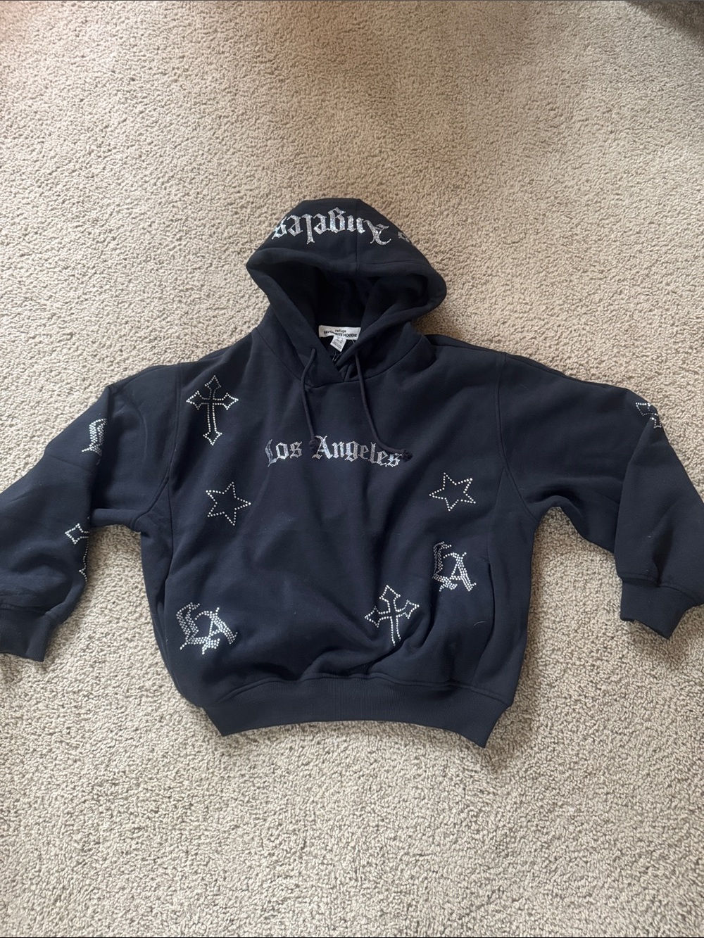 refuge Black Crewneck Sweatshirt with 'Los Angeles' Graphic